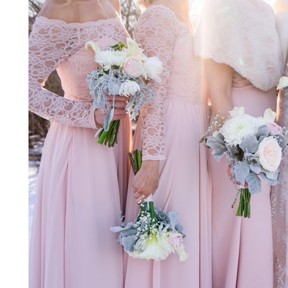 Morilee 21582 Off The Shoulder Dress in Blush - Picture 4 of 4